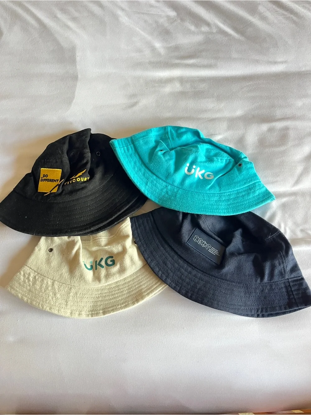 Lot of 4 Graphic Bucket Hats UKG Vivcourt Engineer Cotton - Size 57cm/60cm L